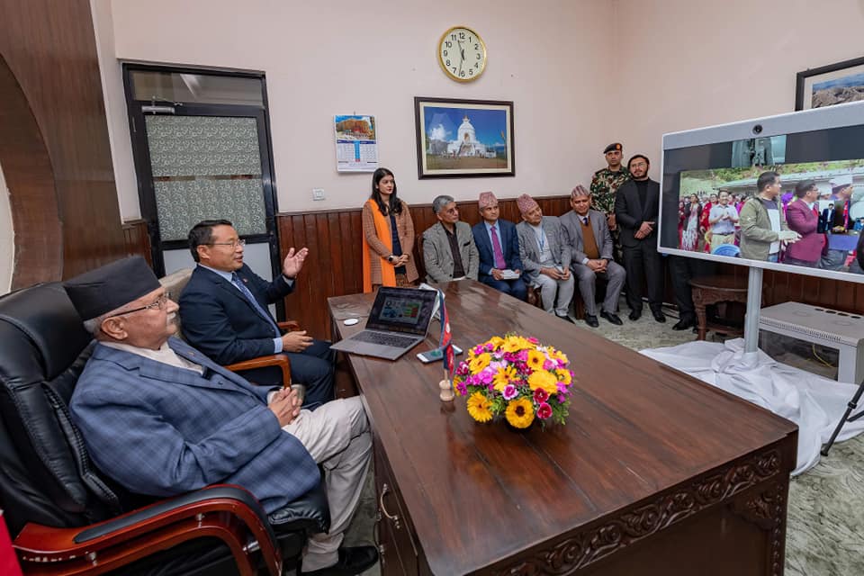 प्रधानमन्त्री केपी शर्मा ओलीद्वारा खोरुङ्गाखोला साना जलविद्युत् आयोजनाको उद्घाटन