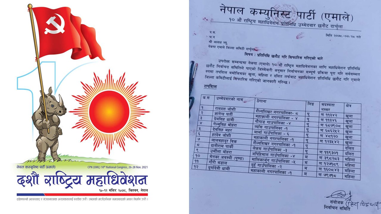 एमाले राष्ट्रिय महाधिवेशनका लागि दार्चुलाबाट १२ जना प्रतिनिधि छनौट (नामावली सहित)