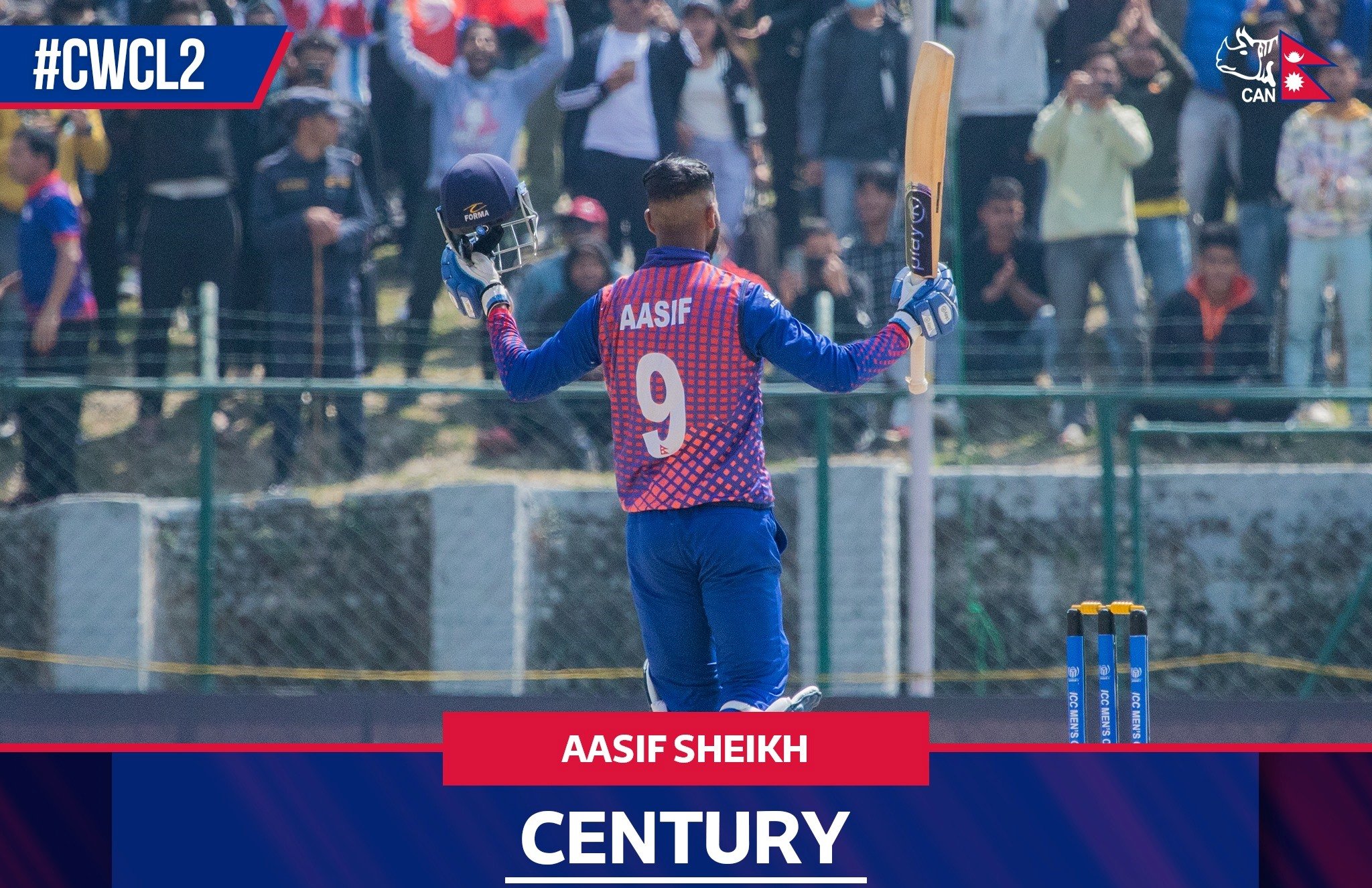 आसिफको शतकमा नेपालद्वारा पीएनजीलाई २९८ रनको लक्ष्य