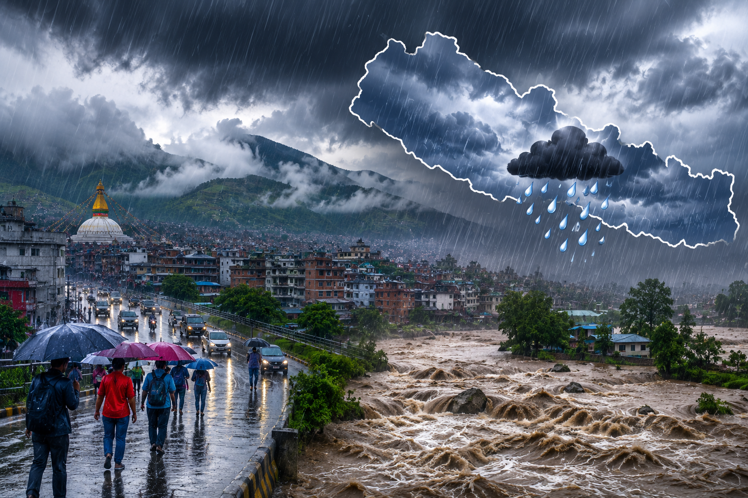 मनसुन सक्रिय, आज पनि देशभर वर्षाको सम्भावना, यी क्षेत्रमा अति भारी वर्षाको चेतावनी